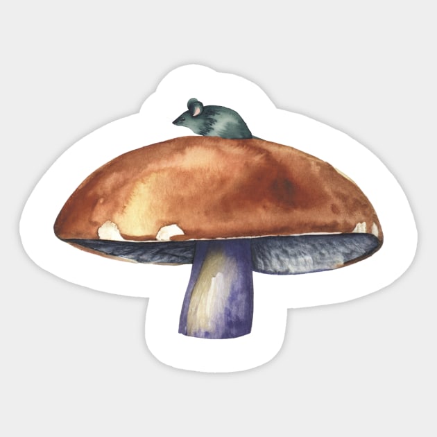 Mushroom Mouse Watercolour Sticker by EyreGraphic